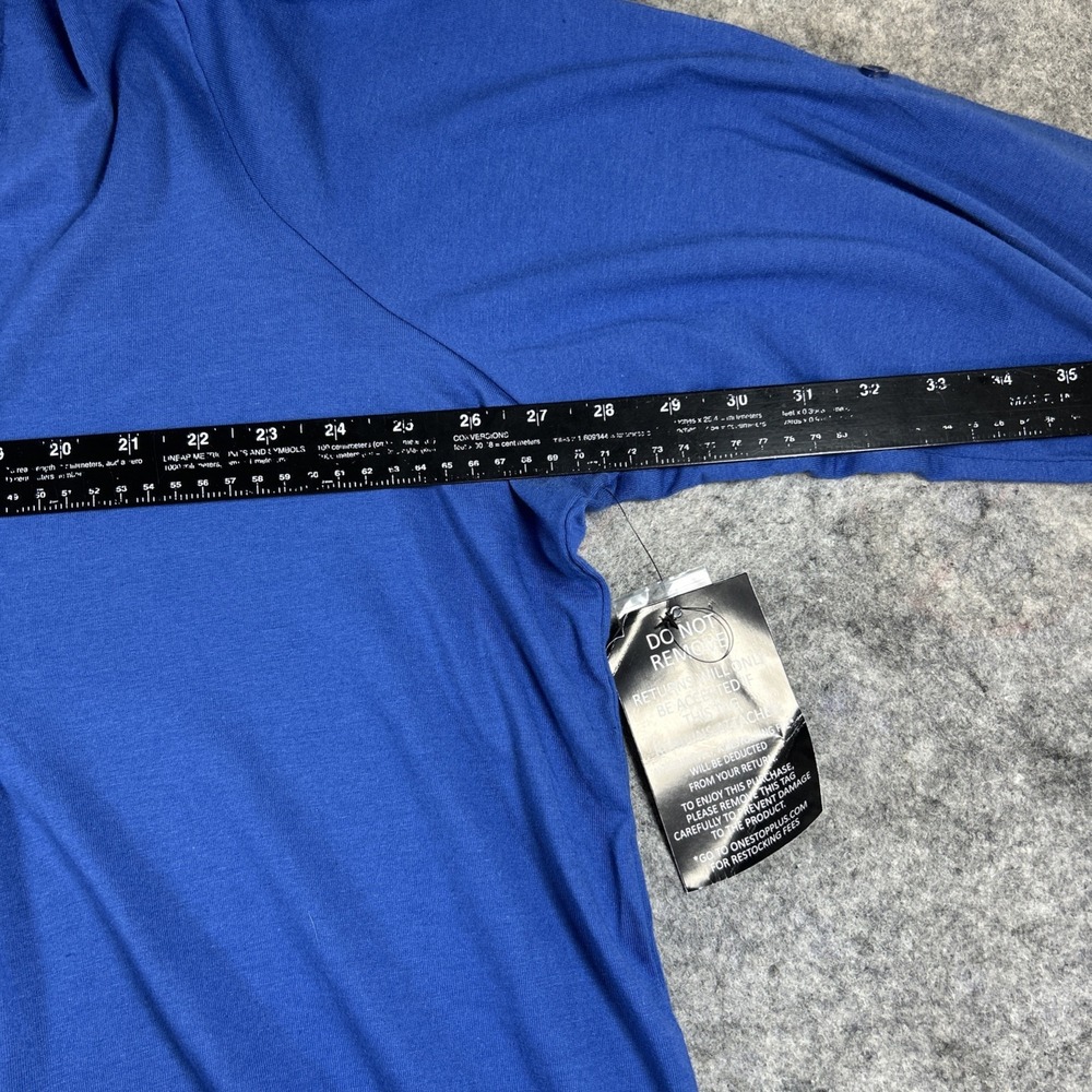 Woman Within Tunic Women's 2X Royal Blue 7 Day Layered Look Roll Tab Sleeve - Picture 4 of 5